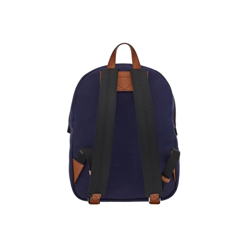 FERRAGAMO Fabric With Leather Trim Backpack Regular Men's Blue-2