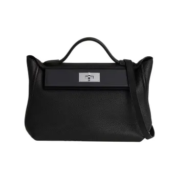 HERMES 24/24 Togo Leather With Swift Leather Shoulder Bag Crossbody Bag Handbag Women's Black With Soft Nick Color