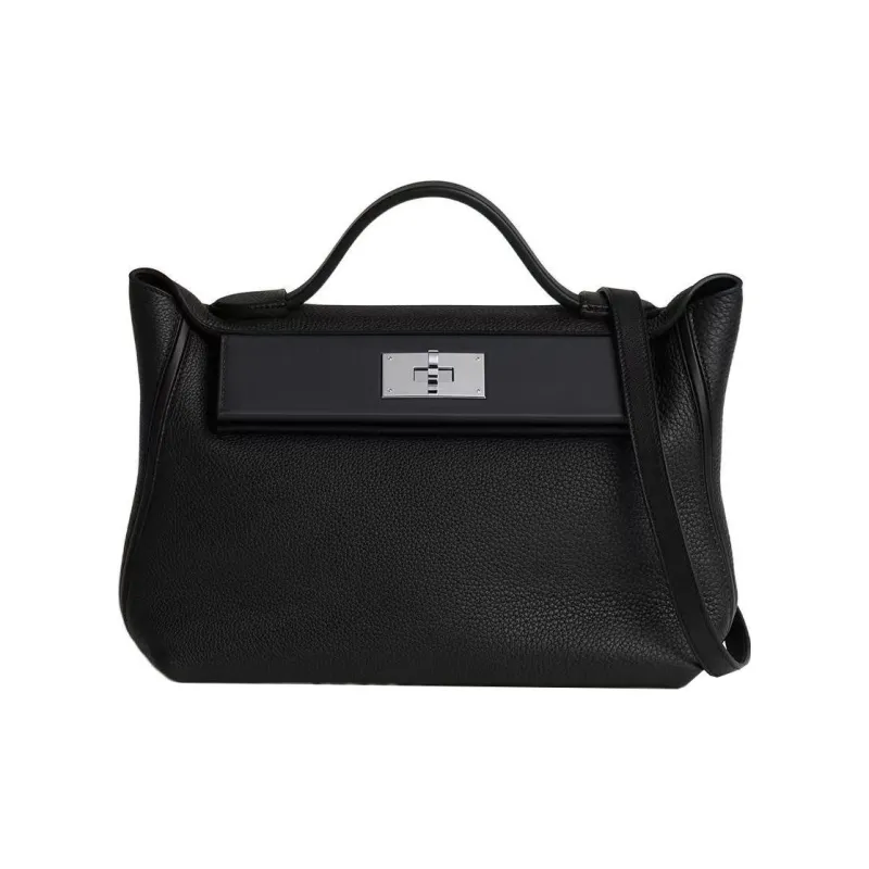 HERMES 24/24 Togo Leather With Swift Leather Shoulder Bag Crossbody Bag Handbag Women's Black With Soft Nick Color-0
