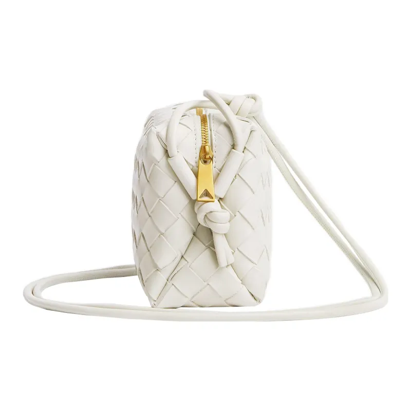 Bottega Veneta LOOP Leather Camera Bag Storage Bag Handheld Shoulder Bag Mini Women's White-1