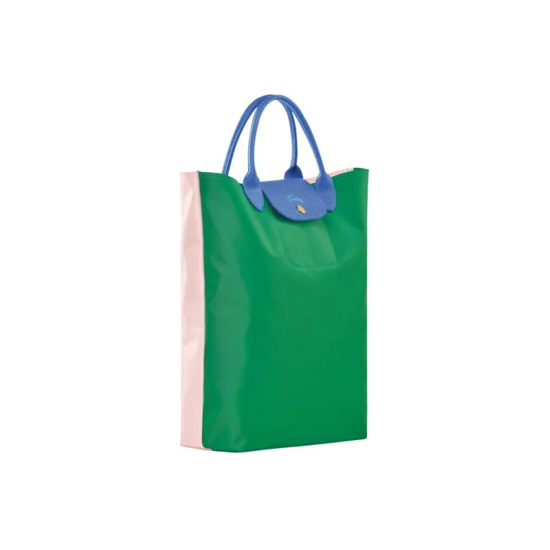 LONGCHAMP Le Pliage Re play Canvas With Leather Trim Tote Bag, Shopping Bag, Handbag Regular Women's Green & Light Pink-2