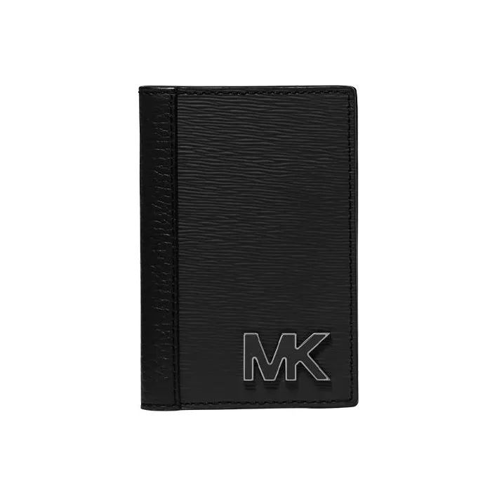 MICHAEL KORS Hudson Leather, Cow Leather Card Holder Medium Size Men's Black-0