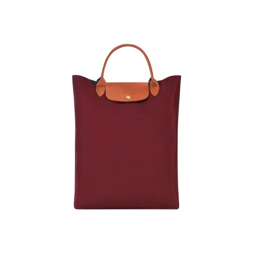 LONGCHAMP Le Pliage Canvas With Leather Trim Tote Bag Shopping Bag Handbag Women's Red & Blue