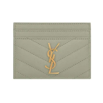 SAINT LAURENT CASSANDRE Cow Leather Card Holder Women's Mint Green