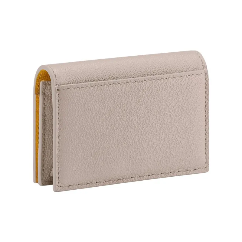 BVLGARI Grain Calfskin Business Card Holder Men's Gray-1