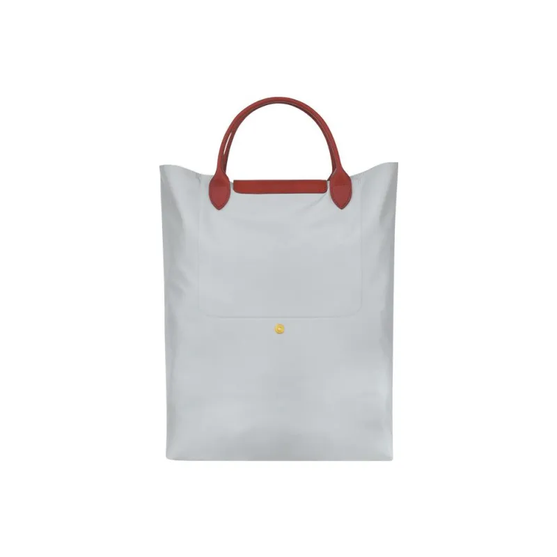 LONGCHAMP Le Pliage Canvas With Leather Trim Tote Bag Shopping Bag Handbag Women's Khaki Green With Gray Accents-1