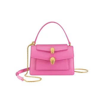 BVLGARI Cow Leather Handbag Small Size Women's