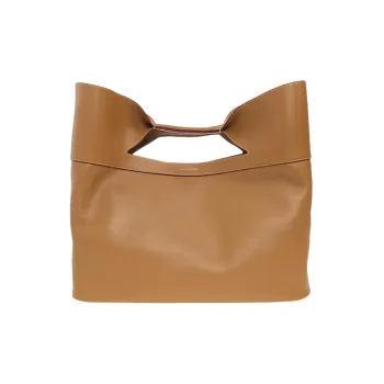 Alexander McQueen The Bow Smooth Calf Leather One Shoulder Handbags Women's Brown