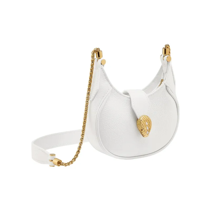 BVLGARI Serpenti Ellipse Calfskin Shoulder Bag Crossbody Bag Mini Women's White-0