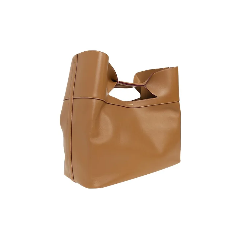 Alexander McQueen The Bow Smooth Calf Leather One Shoulder Handbags Women's Brown-1