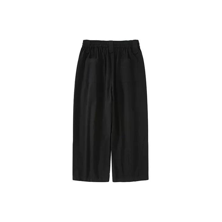 SeminP.ure Slim Waist Wide Leg Casual Pants Unisex Black/White-1
