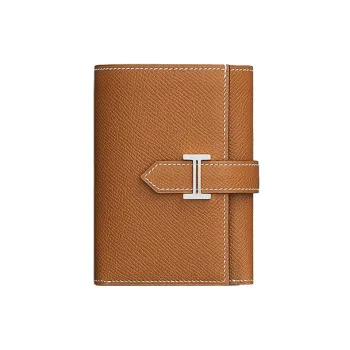 HERMES Bearn Epsom Calfskin Wallet Women's 37 Gold Brown