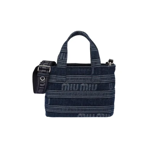 MIU MIU Denim Tote Bag, Shopping Bag, Shoulder Bag, Handbag Small Size Women's Sea Blue