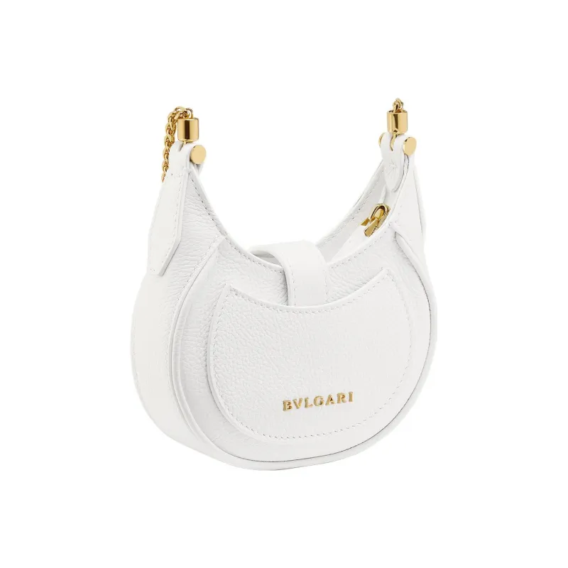 BVLGARI Serpenti Ellipse Calfskin Shoulder Bag Crossbody Bag Mini Women's White-2
