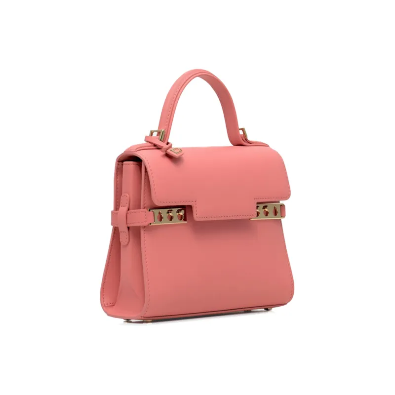 Delvau Tempête Calfskin Shoulder Bag Crossbody Bag Handbag Small Size Women's Pink-1
