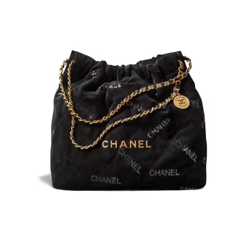 CHANEL 22Bag Velour Sequins Tote Bag, Shopping Bag, Shoulder Bag, Handbag Medium Size Women's Black