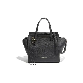 FERRAGAMO Calfskin Leather Shoulder Bag, Crossbody Bag, Handbag Women's Black
