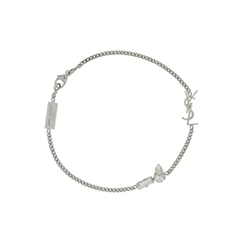SAINT LAURENT Cassandre Charm Logo Plaque Bracelet