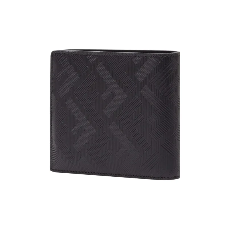 FENDI Calfskin Wallet Regular Men's Black/Red-1