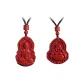 Cinnabar Guanyin Necklace+Cinnabar Maitreya Buddha Necklace, 1 Pair