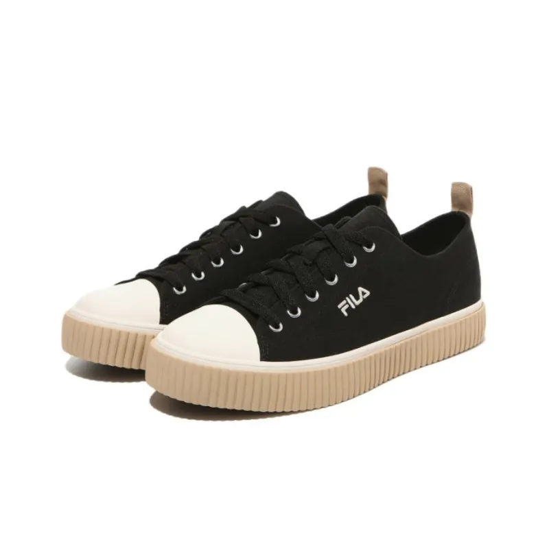FILA Layer Low Top Stylish Casual Skate Shoes Unisex Black Korean Version 'Black Cream'-2