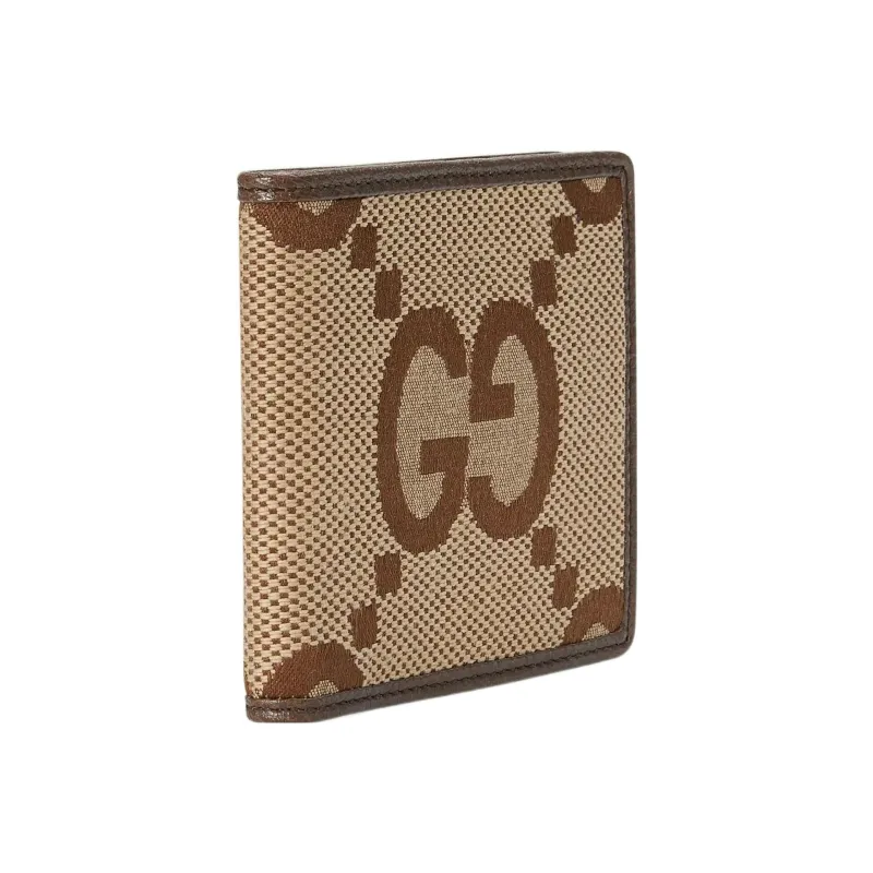 GUCCI Canvas With Leather Binding Canvas Bag Wallets Extra Large Men's Camel/Ebony-1