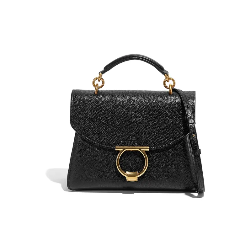 FERRAGAMO Cow Leather One Shoulder Handbag Regular Women's Black-0