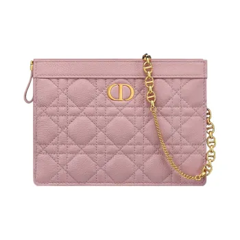 DIOR Soft Cow Leather One Shoulder Crossbody Clutches Women's Vintage Pink