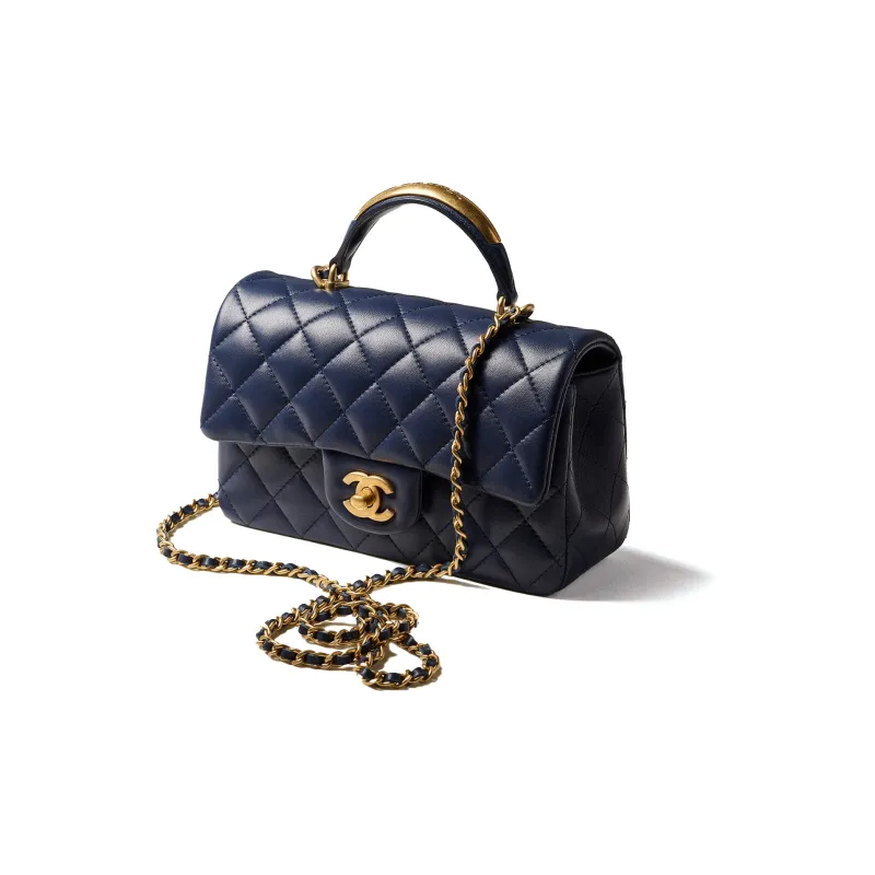 CHANEL Classic Flap CF Sheepskin Flap Bag, Shoulder Bag, Crossbody Bag, Handbag Mini Women's Marine Blue-1