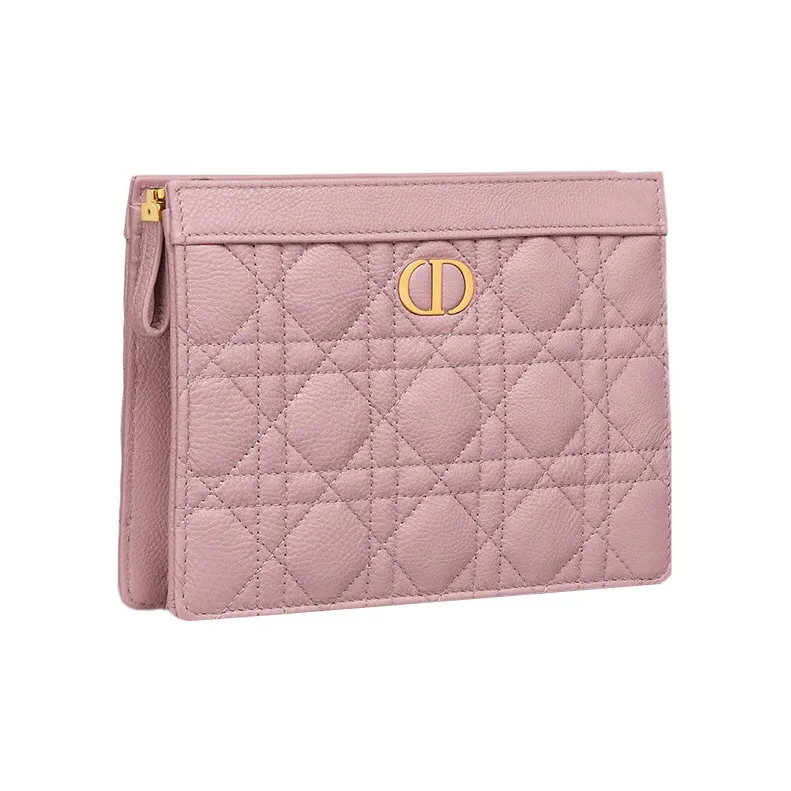 DIOR Soft Cow Leather One Shoulder Crossbody Clutches Women's Vintage Pink-2