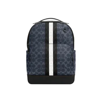 COACH Graham Elegant Calfskin With Coated Canvas Backpack Large Size Men's Denim Blue