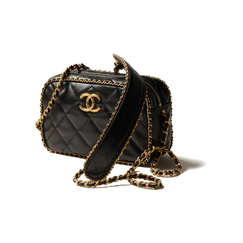 CHANEL Gold Coin Collection Sheepskin Shoulder Bag, Crossbody Bag Mini Women's Black-2