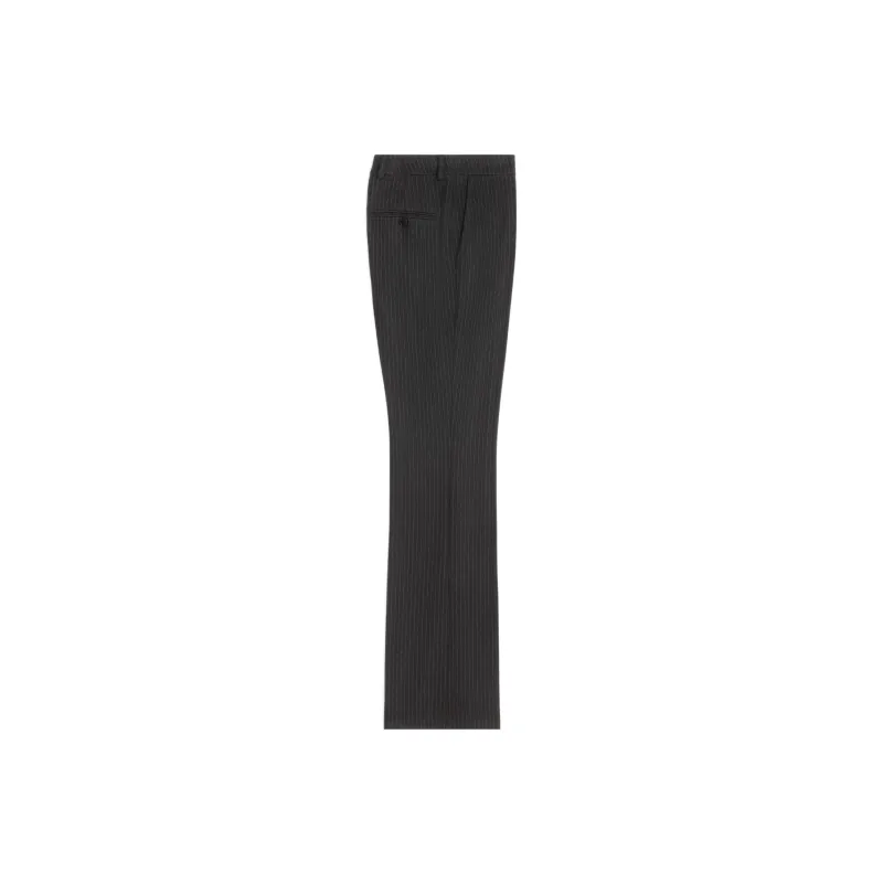 CELINE Flared Cropped Pants In Striped Flannel-1