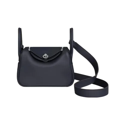 HERMES Lindy Swift Leather Shoulder Bag, Crossbody Bag, Handbag Mini Women's Bleu Indigo