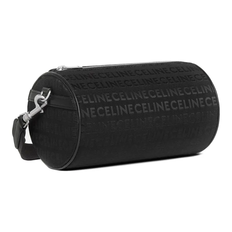 CELINE Jacquard Fabric With Cow Leather Binding Cylinder Bag, Crossbody Bag, Shoulder Bag Men's Black-2