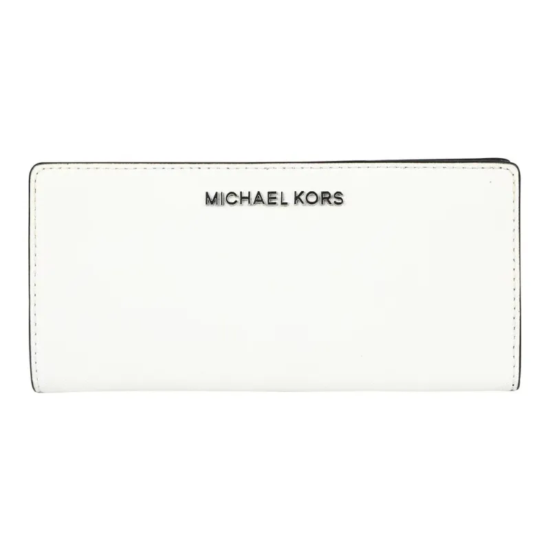 MICHAEL KORS Jet Set Travel Leather Leather Clip Wallet Large Size Women's White-0