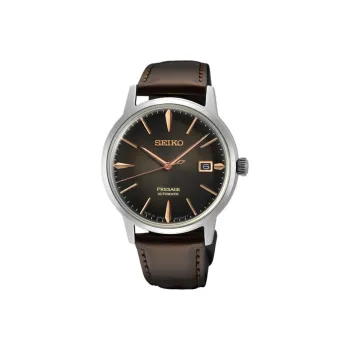 SEIKO Presage Series Automatic Mechanical Movement Cow Leather Strap Watch Men's Watches Coffee Watch Dial SRPJ17J1
