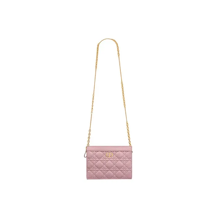 DIOR Soft Cow Leather One Shoulder Crossbody Clutches Women's Vintage Pink-1