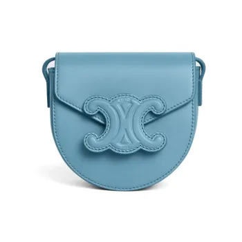 CELINE Besace Cow Leather Saddle Bag Messenger Bag Shoulder Bag Crossbody Bag Mini Women's Blue