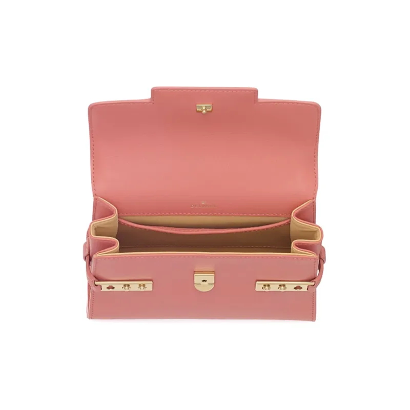 Delvau Tempête Calfskin Shoulder Bag Crossbody Bag Handbag Small Size Women's Pink-3