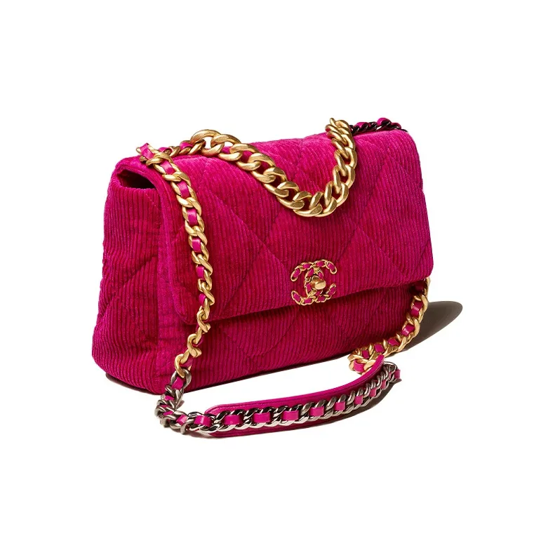 CHANEL Corduroy Handbag, Crossbody Bag Tubas Women's Fuchsia-1