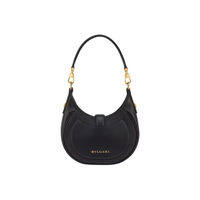 BVLGARI Serpenti Ellipse Grain Calfskin Shoulder Bag, Crossbody Bag, Handbag Small Size Women's Black-2