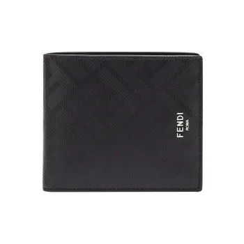 FENDI Calfskin Wallet Regular Men's Black/Red