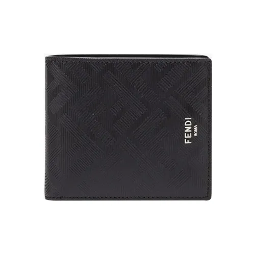 FENDI Calfskin Wallet Regular Men's Black/Red