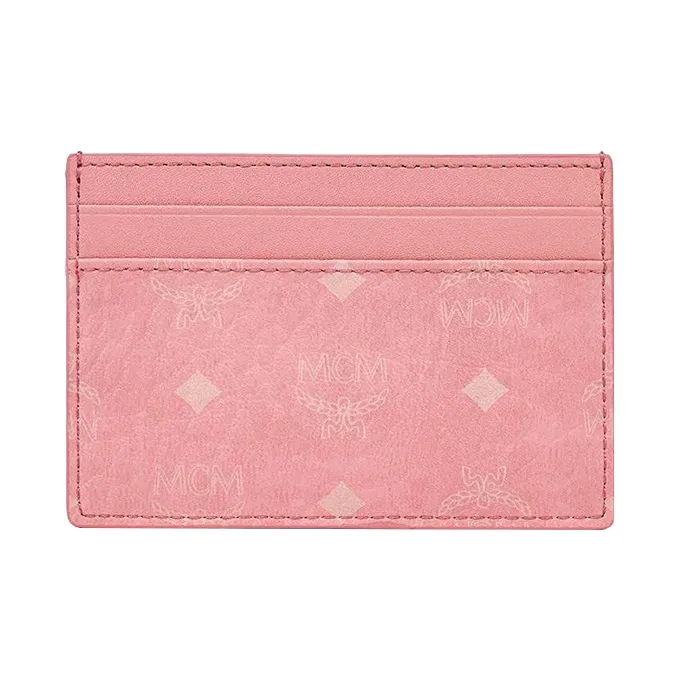 MCM Cow Leather Card Holder Card Holder Mini Women's Pink-2