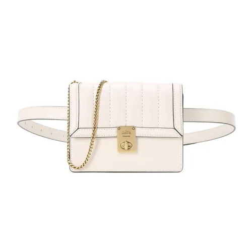 COACH Hutton Leather Small Square Bag Fanny Pack Shoulder Bag Crossbody Bag Mini Women's White