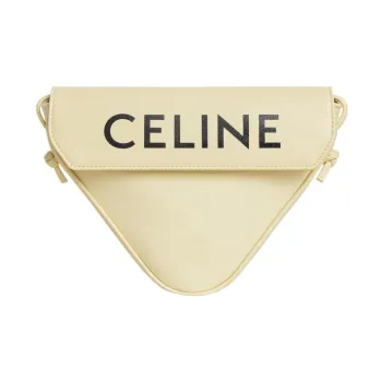 CELINE Smooth Cow Leather Shoulder Bag Crossbody Bag Men's Light Yellow