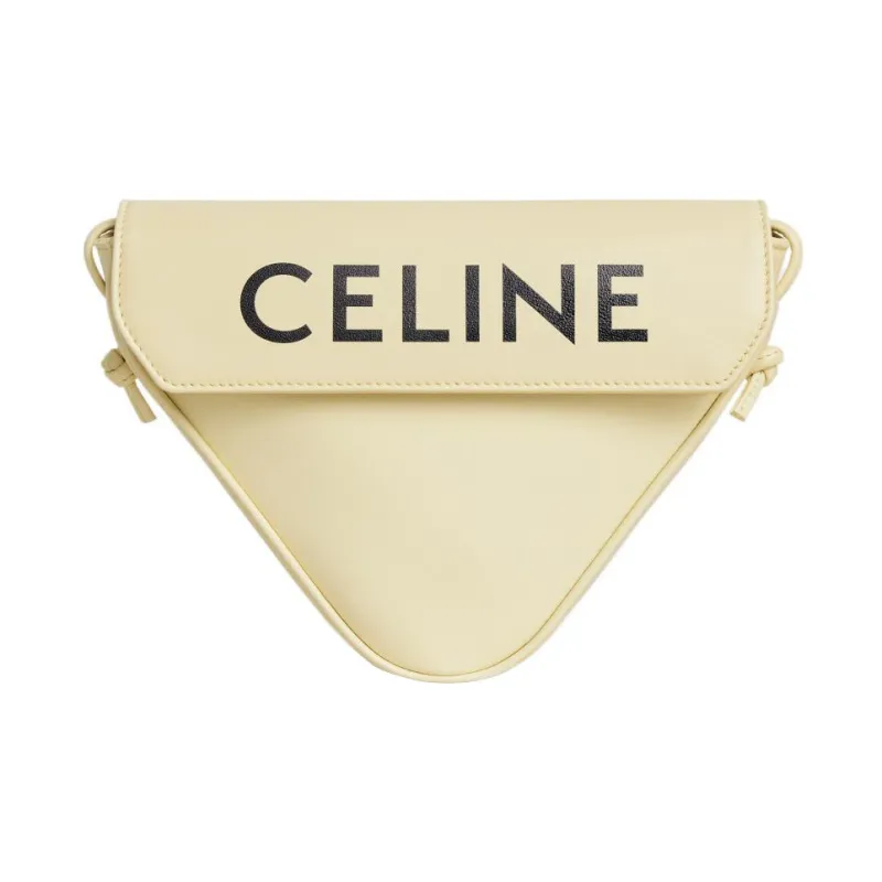 CELINE Smooth Cow Leather Shoulder Bag Crossbody Bag Men's Light Yellow-0