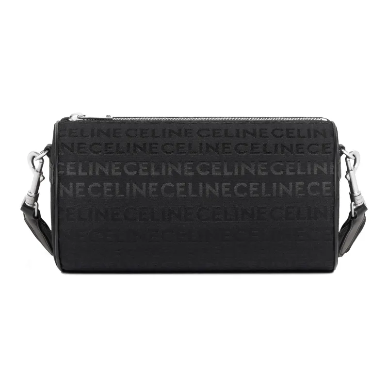 CELINE Jacquard Fabric With Cow Leather Binding Cylinder Bag, Crossbody Bag, Shoulder Bag Men's Black-0