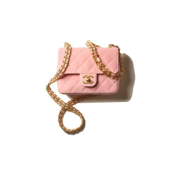CHANEL Enamel Velvet Flap Bag, Shoulder Bag, Crossbody Bag Mini Women's Pink